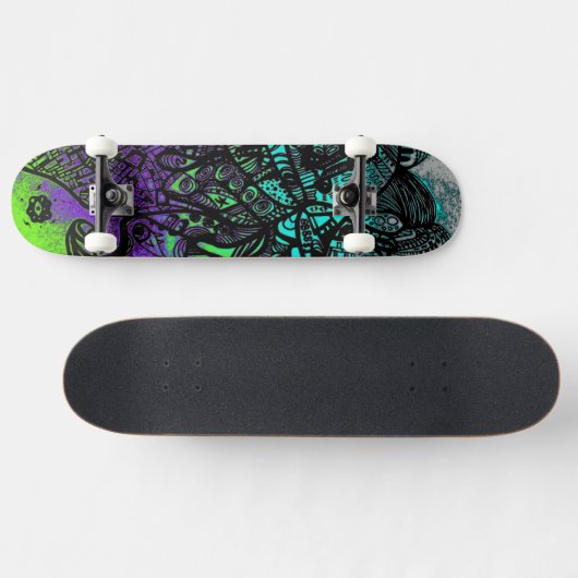 Skateboard Cool super Black violet vert Art Abstrait (Horz)