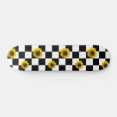 Skateboard Copie noire et blanche Checkered et de tournesol (Horz)