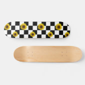 Skateboard Copie noire et blanche Checkered et de tournesol (Horz)