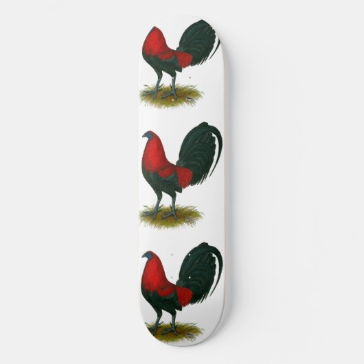 Skateboard Coq de combat américain : Brun Rouge (Recto)