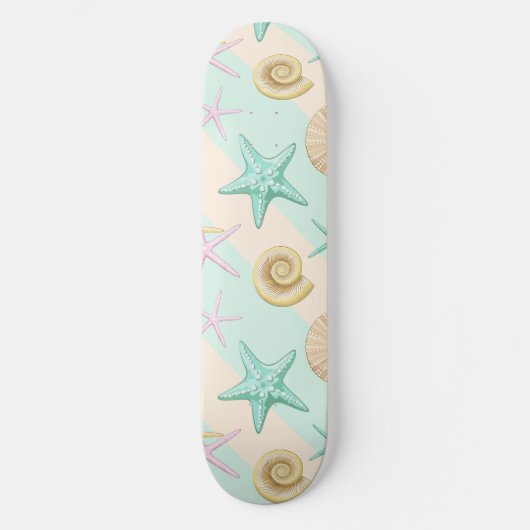Skateboard Coquillages Retro Pastel Sea Life (Recto)