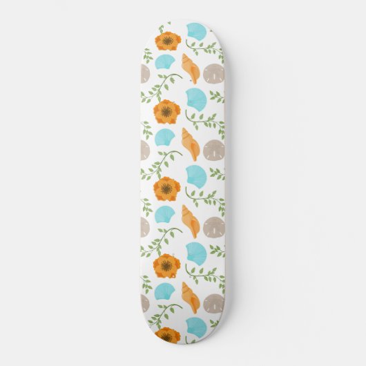Skateboard Coquilles Marines Fleur Orange (Recto)