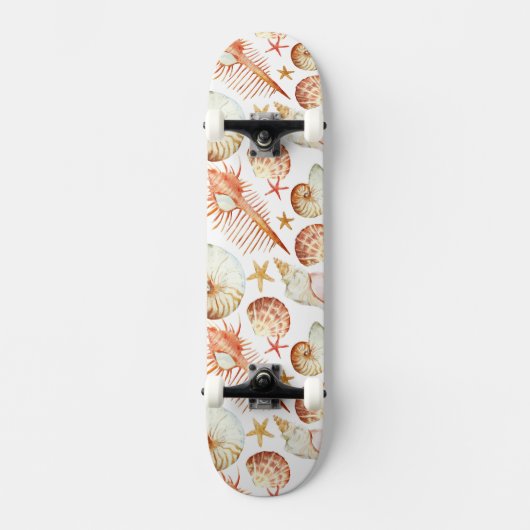 Skateboard Corail avec les coquilles et le motif de crabes (Recto)