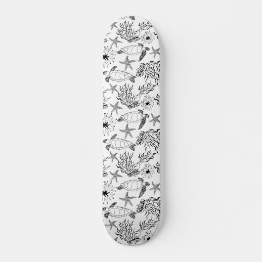 Skateboard Corail plante, tortue marine (Devant)