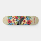 Skateboard Corbeau noir tropical coloré (Horz)