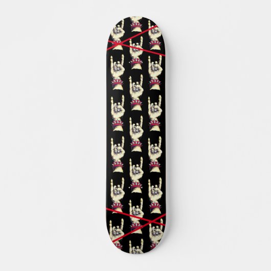 Skateboard Cornes noires et rouges (Devant)