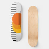 Skateboard Coucher de soleil Abstrait noir blanc orange jaune (Recto)