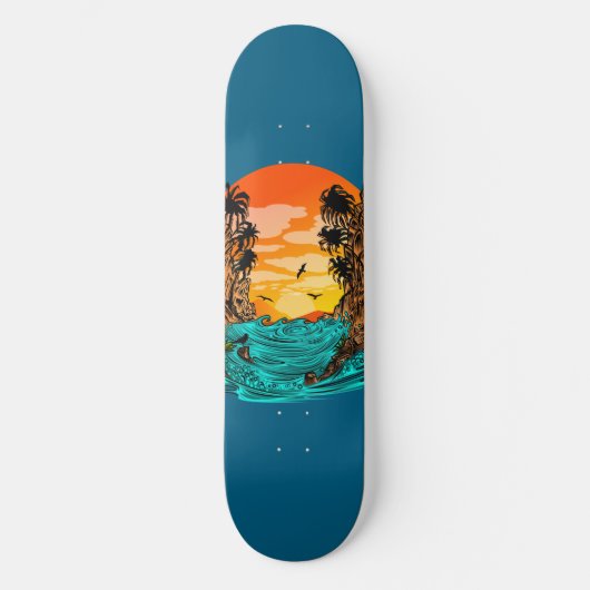 Skateboard Coucher de soleil de palmier (Recto)