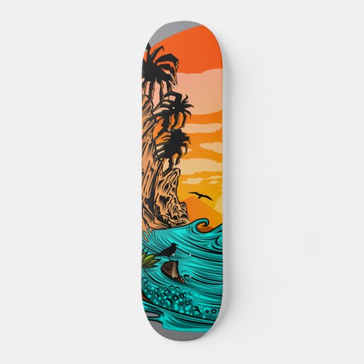 Skateboard Coucher de soleil de palmier (Recto)