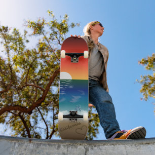 Skateboard Coucher de soleil en Californie   Beach Sand Heart