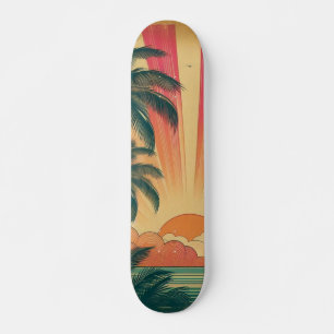 Skateboard Coucher de soleil rétro/tropical vintage/hawaïen