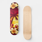 Skateboard Coucher de soleil tropical avec palmiers (Recto)