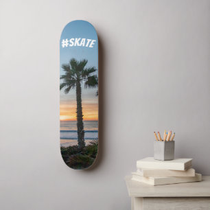 Skateboard Coucher de soleil Tropical Blue and Orange Ocean P