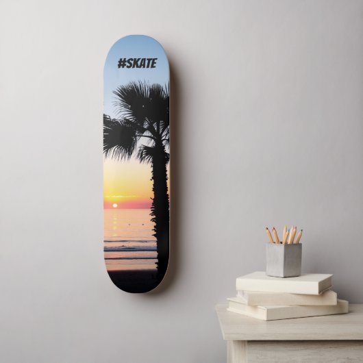 Skateboard Coucher de soleil tropicale des palmiers (Art mural)