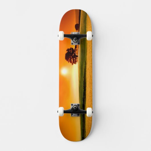 Skateboard Coucher du soleil rouge sang (Recto)
