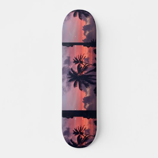 Skateboard Coucher du soleil tropical brillant (Devant)