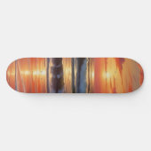 Skateboard Coucher Rouge Océan Peinture de paysage marin (Horz)
