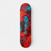 Skateboard Couleur bleu foncé texturé marbre daim rouge (Devant)