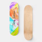 Skateboard Couleur Bleu Jaune Orange Nom Patinage (Recto)