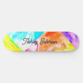 Skateboard Couleur Bleu Jaune Orange Nom Patinage (Horz)