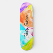 Skateboard Couleur Bleu Jaune Orange Nom Patinage (Recto)
