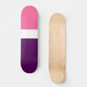 Skateboard Couleur rose blanche violet bleu clair design bloc (Recto)