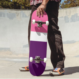 Skateboard Couleur rose blanche violet bleu clair design bloc