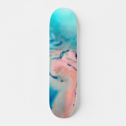 Skateboard couleur rose vif et encre d'alcool bleu (Devant)
