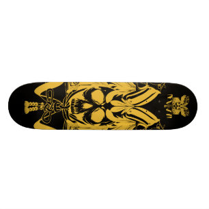 Skateboard Couleur samouraï de noir d'or de crâne