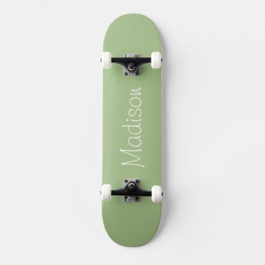 Skateboard Couleur solide verte avec nom (Recto)