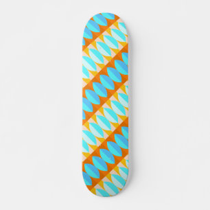 Skateboard Couleur Turquoise Bleu Orange Jaune Motif
