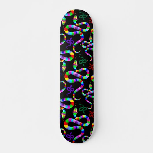 Skateboard Couleurs arc-en-ciel psychédéliques serpent (Devant)