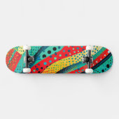Skateboard Couleurs vives et motifs aux formes courbes (Horz)
