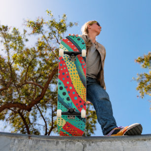 Skateboard Couleurs vives et motifs aux formes courbes