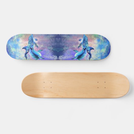 Skateboard Couple dauphin - Amour - Heureux (Horz)