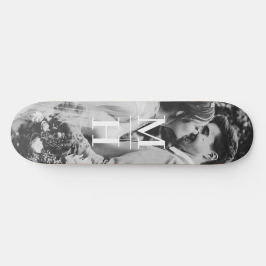 Skateboard Couples Initiales Monogramme photo rétro (Horz)