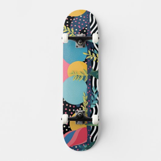 Skateboard Courbes et points avec feuilles (Recto)