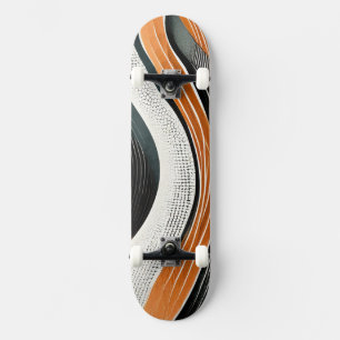 Skateboard Courbes orange et gris avec textures