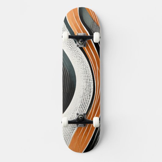 Skateboard Courbes orange et gris avec textures (Recto)