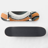 Skateboard Courbes orange et gris avec textures (Horz)