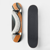Skateboard Courbes orange et gris avec textures (Recto)