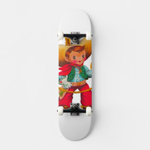 Skateboard Cowboy Retro Boy Child Cute Western