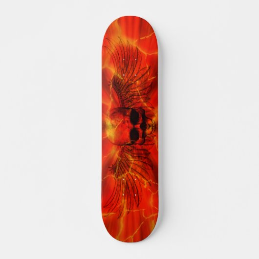 Skateboard Crâne à ailes par éclat rouge de lave (Devant)