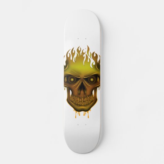Skateboard Crâne à flamme - Or (Recto)