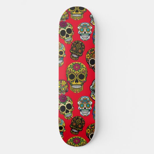 Skateboard Crâne à sucre Art Motif coloré (Recto)