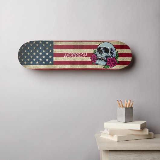 Skateboard Crâne américain personnalisé (Art mural (Horz))