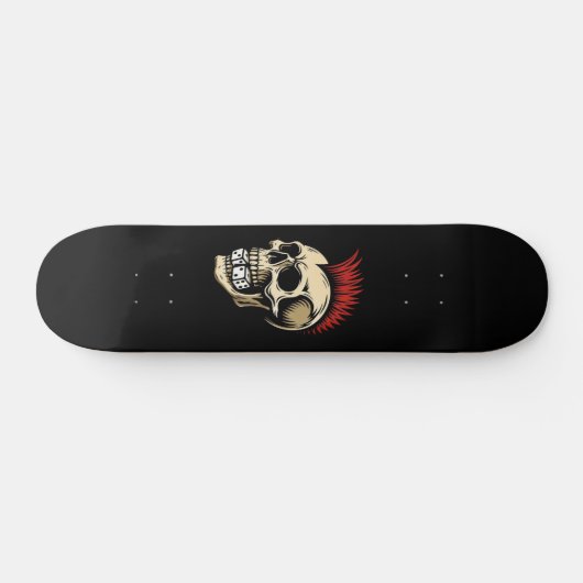 Skateboard Crâne avec rocher punk mohawk (Horz)