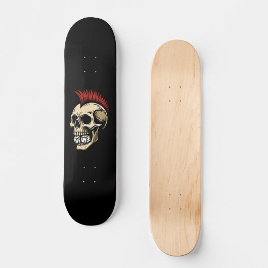 Skateboard Crâne avec rocher punk mohawk (Recto)