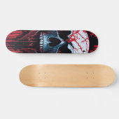 Skateboard Crâne blanc, rouge et noir - Crâne numérique (Horz)