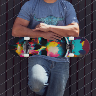 Skateboard Crâne coloré avec casque design